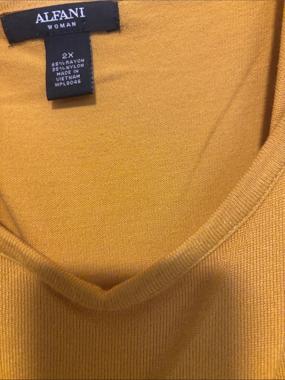 Alfani Woman Mustard V-Neck Knit Top